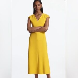 cos v neck midi dress